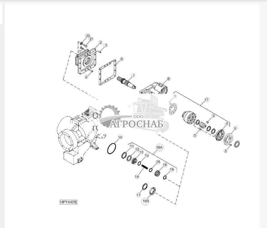Насос гидростатического привода, передняя крышка и вал 